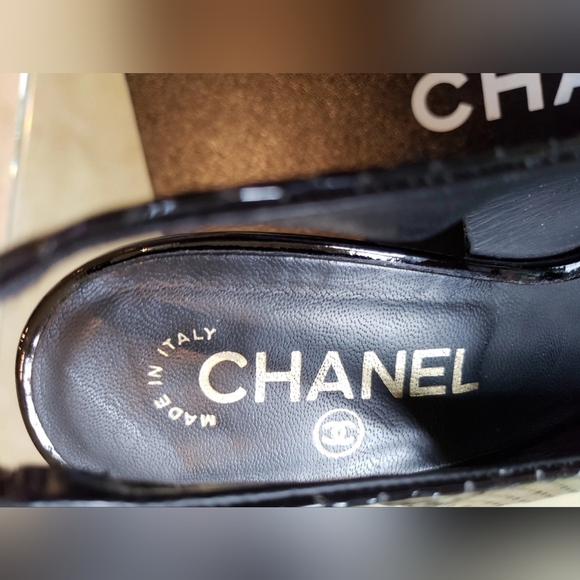 CHANEL BLACK SLINGBACK PLATFORM PUMPS 40 - Picture 5 of 9